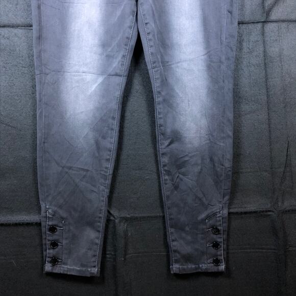 Seven7 Womens Jeans Black Denim Ankle Button Hems Leggings Whiskered Stretch 12 - Picture 3 of 11